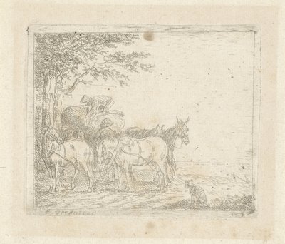 Three Horses before a Hay Wagon by Jan Peeter Verdussen